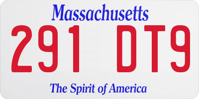 MA license plate 291DT9