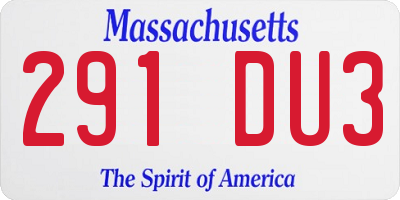 MA license plate 291DU3