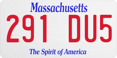 MA license plate 291DU5