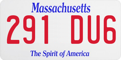 MA license plate 291DU6