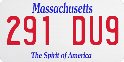 MA license plate 291DU9