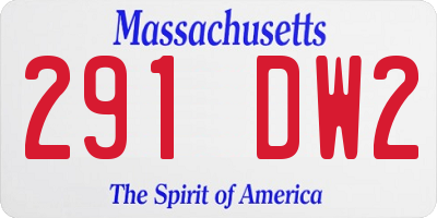 MA license plate 291DW2
