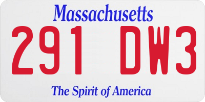 MA license plate 291DW3