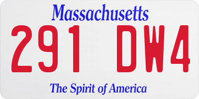 MA license plate 291DW4