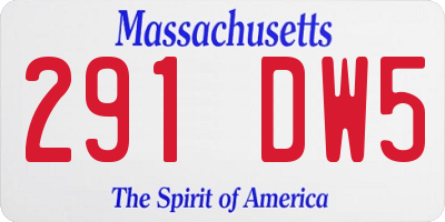MA license plate 291DW5