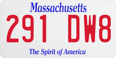 MA license plate 291DW8