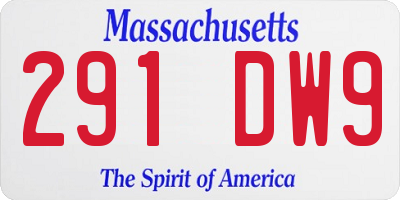 MA license plate 291DW9