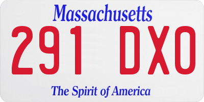 MA license plate 291DX0