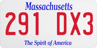MA license plate 291DX3