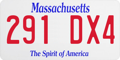 MA license plate 291DX4