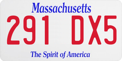 MA license plate 291DX5