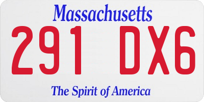 MA license plate 291DX6