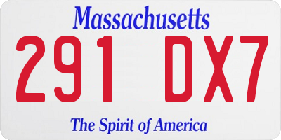MA license plate 291DX7