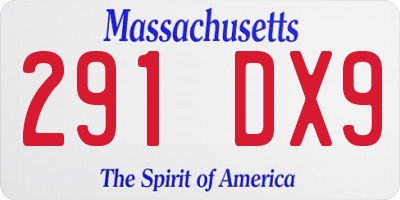 MA license plate 291DX9