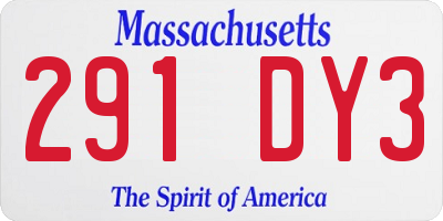 MA license plate 291DY3
