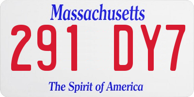 MA license plate 291DY7