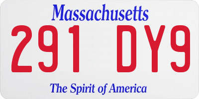 MA license plate 291DY9