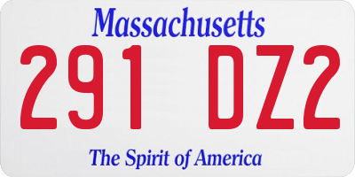 MA license plate 291DZ2
