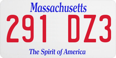 MA license plate 291DZ3
