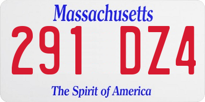 MA license plate 291DZ4