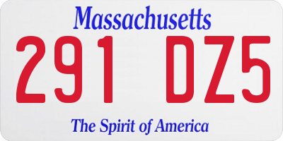 MA license plate 291DZ5