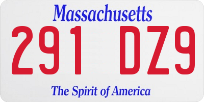 MA license plate 291DZ9