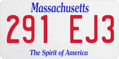 MA license plate 291EJ3