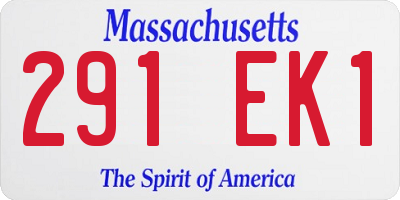 MA license plate 291EK1