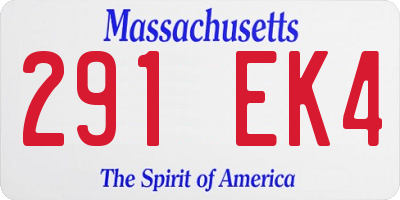 MA license plate 291EK4