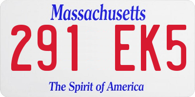 MA license plate 291EK5
