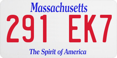 MA license plate 291EK7