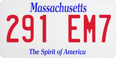 MA license plate 291EM7