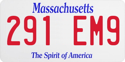 MA license plate 291EM9