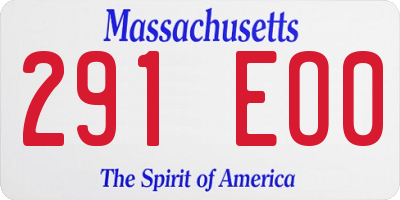 MA license plate 291EO0