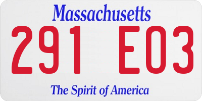 MA license plate 291EO3