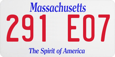 MA license plate 291EO7