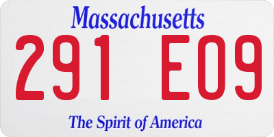 MA license plate 291EO9