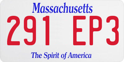 MA license plate 291EP3