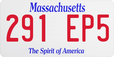 MA license plate 291EP5