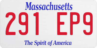 MA license plate 291EP9