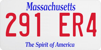 MA license plate 291ER4