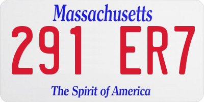 MA license plate 291ER7