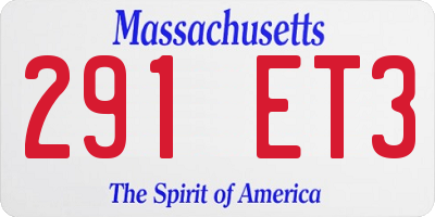 MA license plate 291ET3