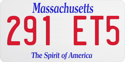 MA license plate 291ET5