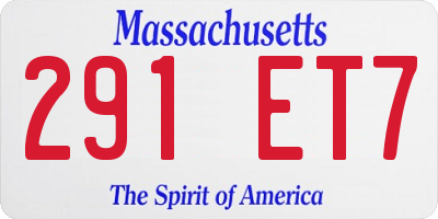 MA license plate 291ET7