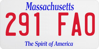 MA license plate 291FA0