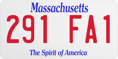 MA license plate 291FA1