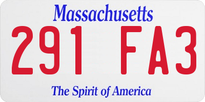 MA license plate 291FA3
