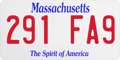 MA license plate 291FA9