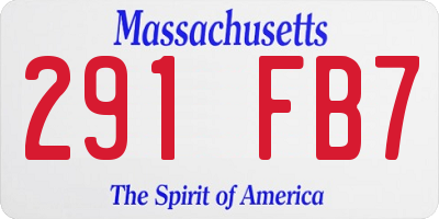 MA license plate 291FB7